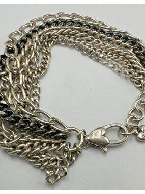 Brighton Super Model Bracelet Silver Tone Multichain Statement Curb Link 7.75"